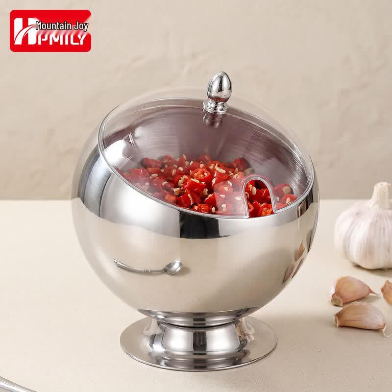 HPMILY 304 Stainless Steel Slanted Condiment Bowl with Lid