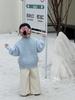 2025 Winter Korean Style Girls' Fleece-Lined Cardigan - Colorful Woolen Sweater