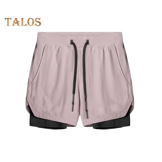 Herren-Shorts, einfarbiges Design, elastischer Bund, Kordelzug, lässige Shorts, doppellagig, schnelltrocknend, atmungsaktiv