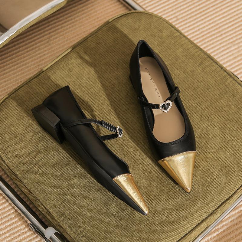 29806 [sheepskin] Flat Shoes Women's Thick Heel Autumn 2025 New Pointed Small Fragrant Mary Jane Single Shoes