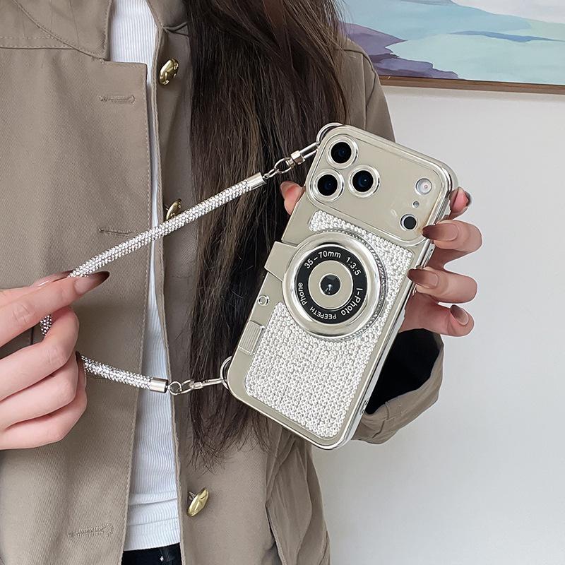 Galvanisierte Strass-Handkamera-Tasche für Apple iPhone 17 Pro Max