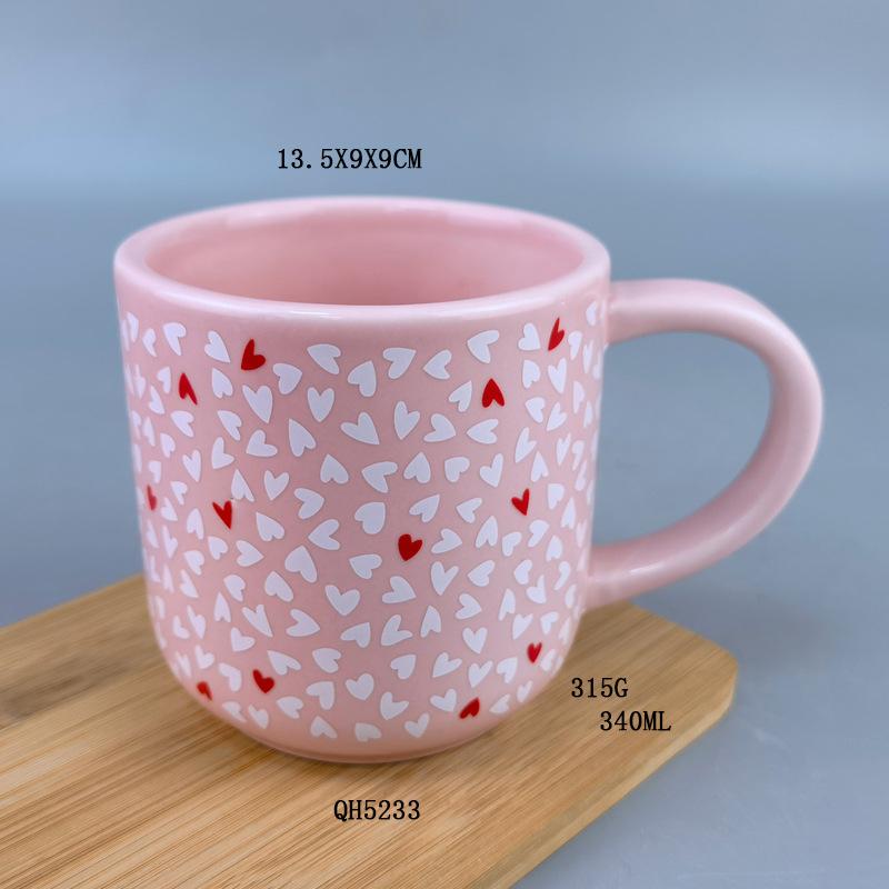 Ceramic Heart-shaped Pair of Mugs for Couples, Creative Cupid Valentine's Day Mug, Red Love Handle Coffee Cup