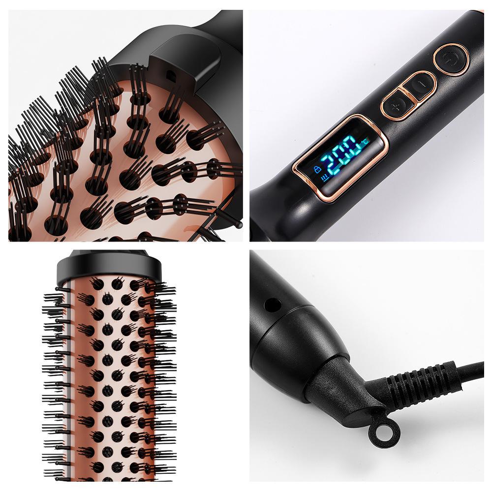 Adjustable Temperature Ceramic Electric Hair Curler 38mm Ionic Curling Wand 2-in-1 Hair Brush Curler
