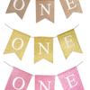 Babyshower-artiklar Jute ONE Girlang Första Födelsedag Festfavoriter Barnstols Fiskstjärt Flagga