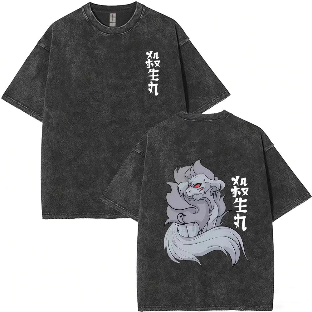 T-shirt Vintage Lavata Anime Inuyasha Sesshomaru Merch Uomo Donna Casual Oversize T-shirt Uomo Divertenti Cartoni Animati Harajuku T-shirt