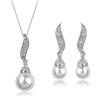 European and American Style Jewelry Set Diamond Angel Wings Pearl Rhinestone Stud Necklace