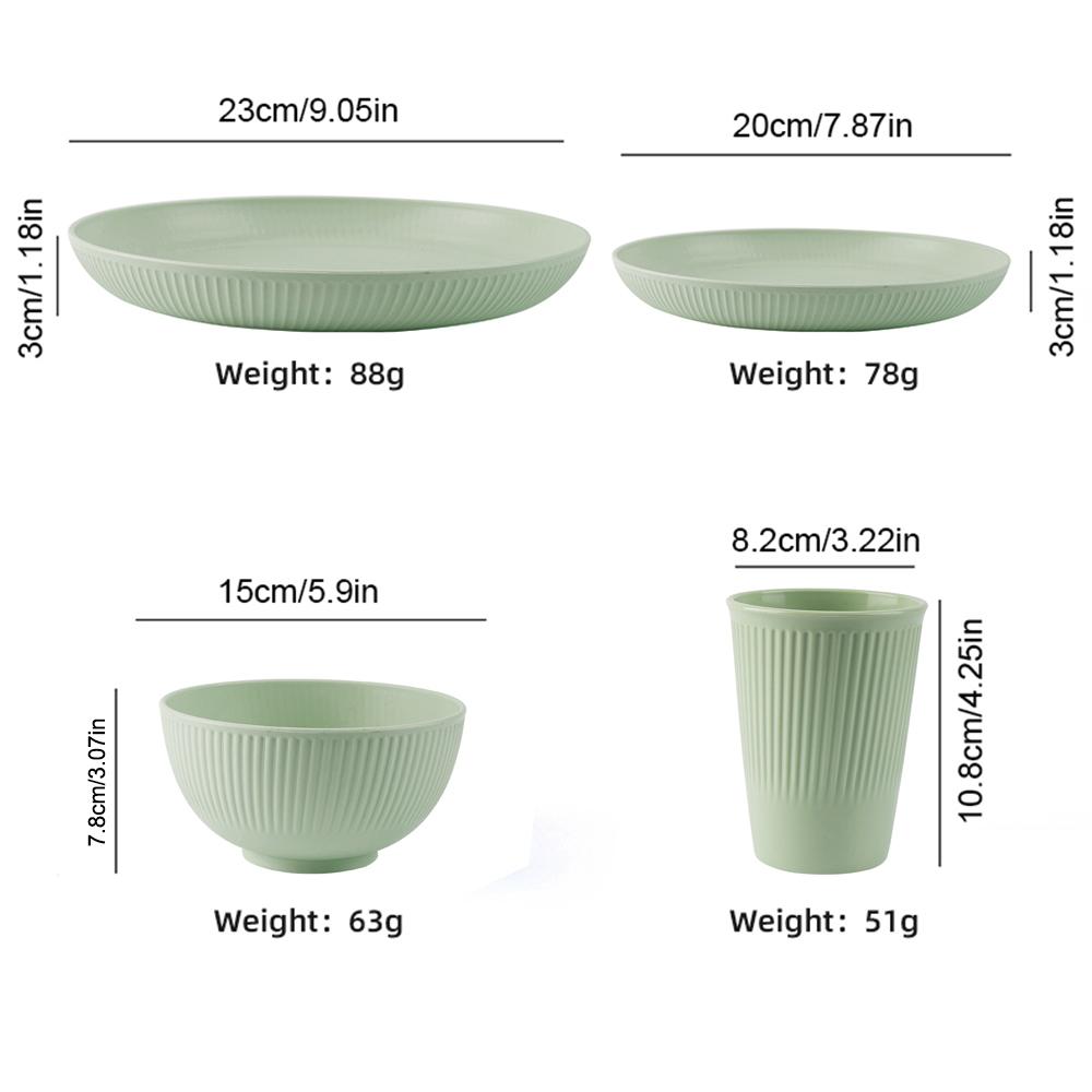 4Pcs Nordic Colored Wheat Straw Bowls Circular Shatter Resistant Plastic Tableware Bowls for Household Use