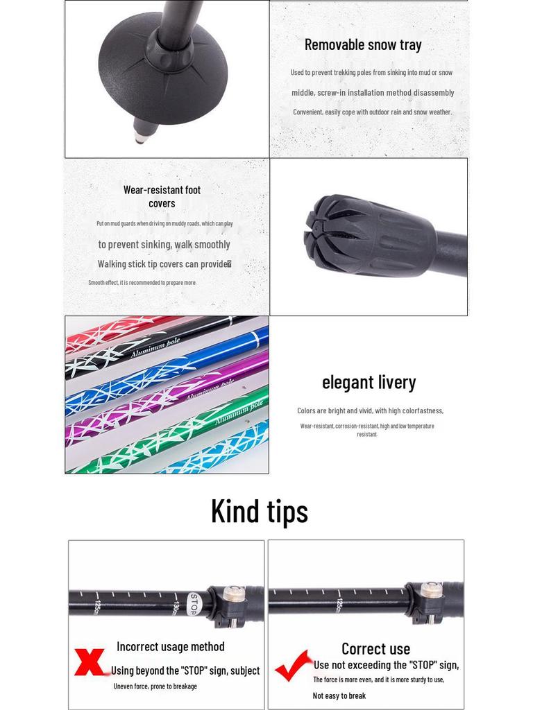 Ultralight Folding Aluminum Trekking Pole for Outdoor Hiking and Camping