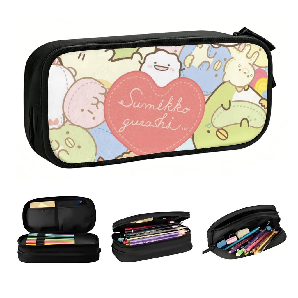 Kawaii Cartoon Sumikko Gurashi Game Pencil Cases for Boys Girls Large Capacity Japanese Anime Pencil Box Stationery