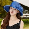 Fashion Organza Women'S Sun Hat Summer Uv Resistant Bucket Hat Floral Design Large Brim Basin Hat Outings Cool Hat