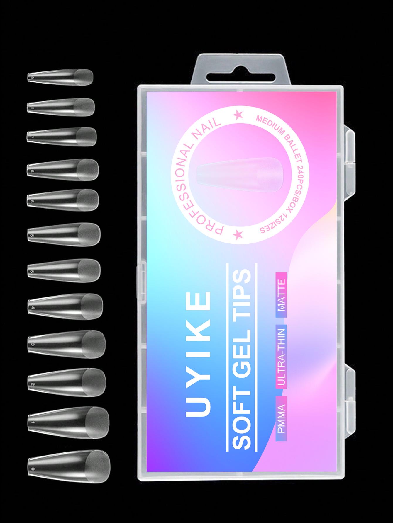 240-Piece Transparent Frosted Matte Nail Tips, Ultra-Thin & No Filing, 12 Grids Boxed, Wearable Nail Extensions