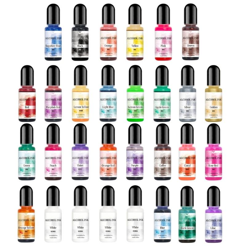 30 Color Epoxy Resin Dye Concentrated Inks Epoxy Resin Paint Silicone Texture Suitable for Resin Art and Craft Projects