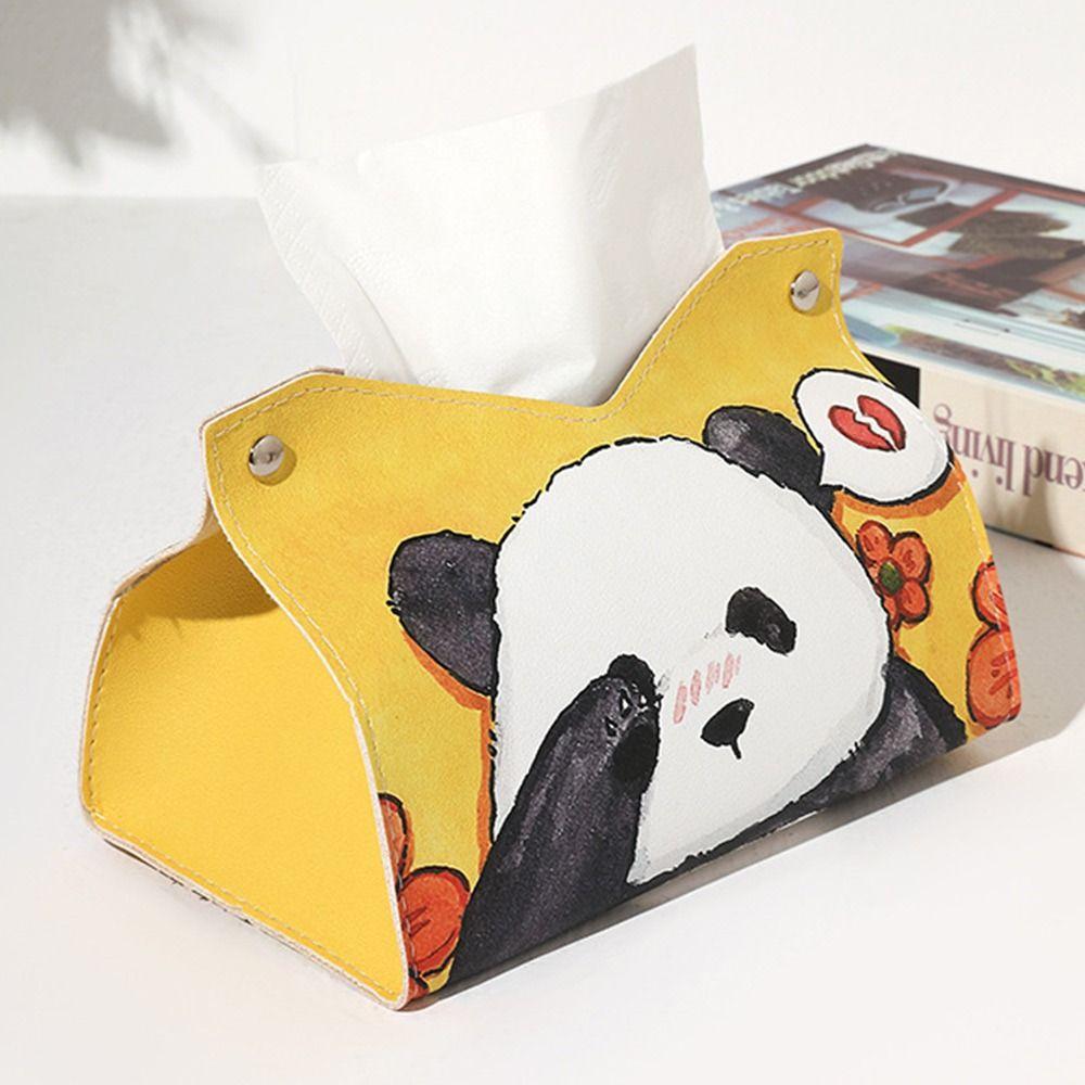 

Коробка для салфеток Panda Car, настольный держатель для салфеток, чехол, ящик для хранения, настольный контейнер для салфеток из искусственной кожи, ванная комната, домашний декор
