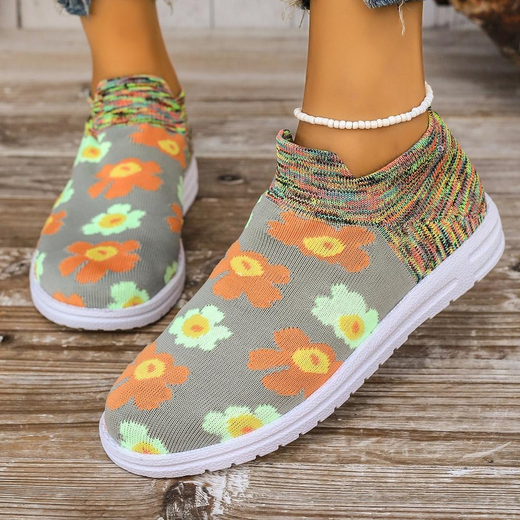 Women Flats Ankle Sneakers Knitting Designer Running Sport Shoes Autumn Casual Shoes 2024 Trend Breathable Walking Mujer Zapatos