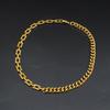 18K Gold Plated Cuban Link Chain Necklace for Women - Stainless Steel, French Retro Design