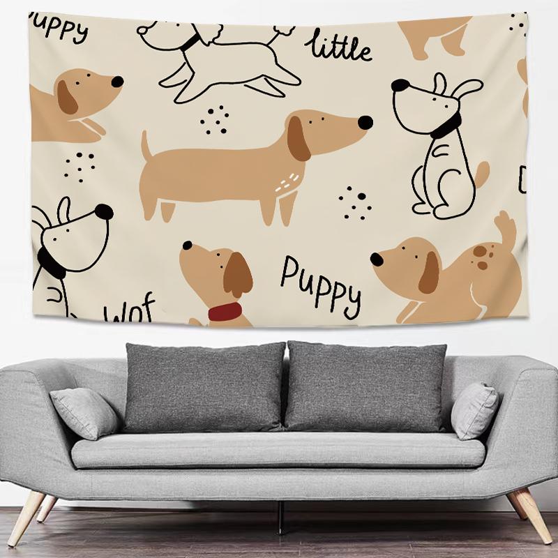 Cartoon cute puppy tapestry bedroom living room bedside hanging cloth room transformation tapestry wall cloth background