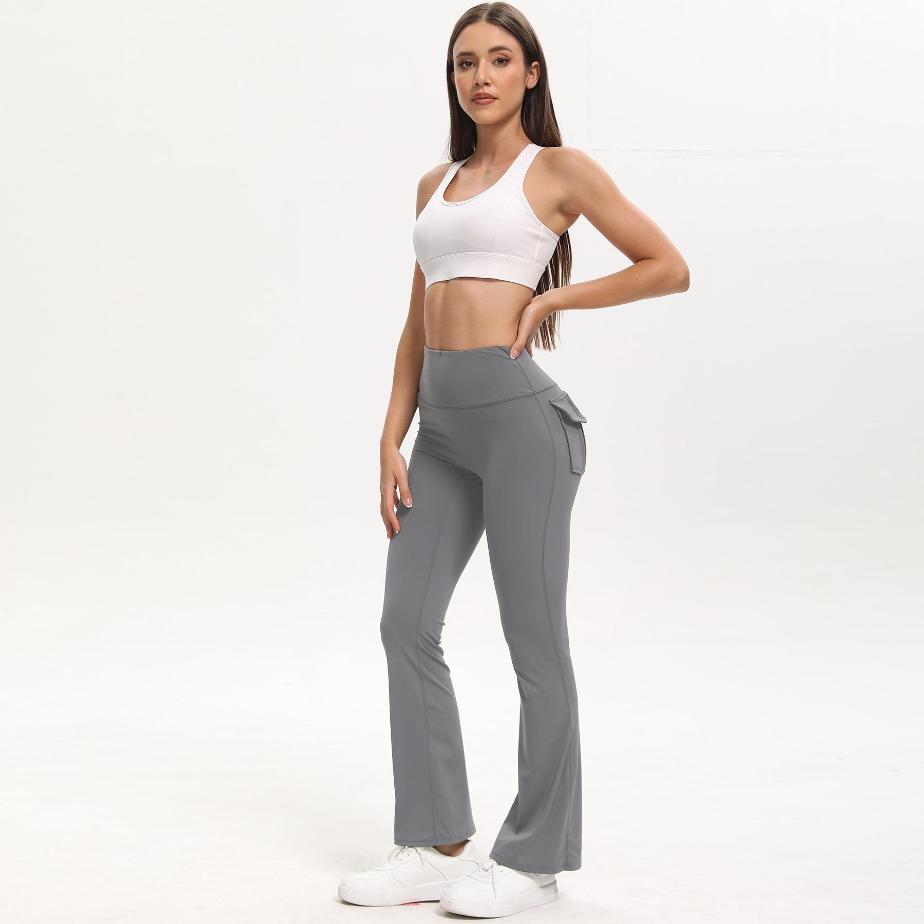 

Леггинсы для йоги с высокой талией и эффектом лифтинга бедер с карманами - Утягивающие, Повседневные фитнес-брюки S (44-52.5 kg) светло-серый