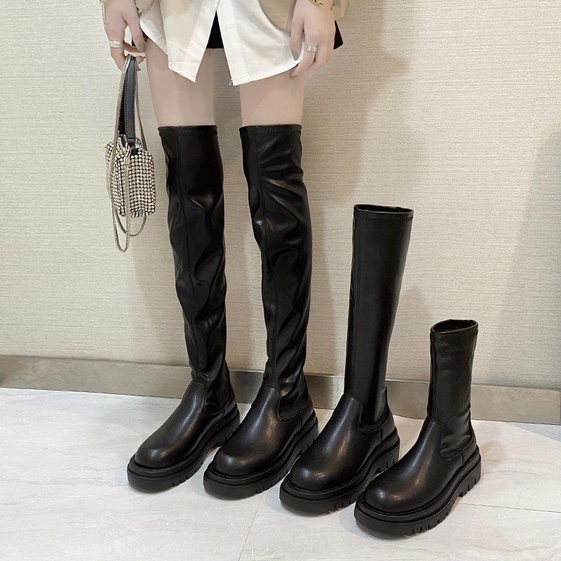 Fashion Elegant Long Thigh High Boots for Women Goth Platform Thick High Heel Black Over The Knee Boots Autumn Sexy Women Botas De Mujer