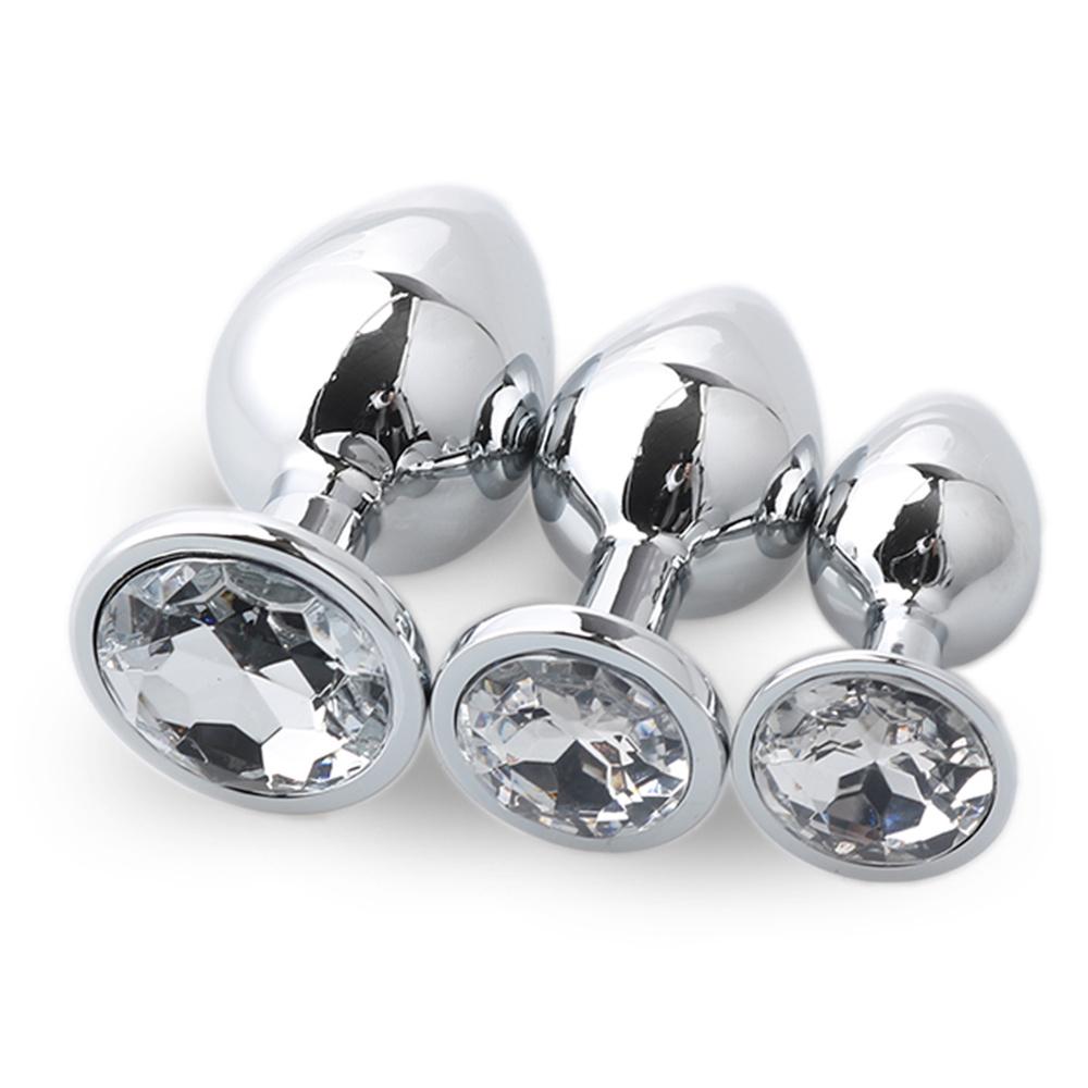 Stainless Steel Anal Plug Anus Plug Anal Bead Adults Sex Toys Metal Butt Plug With Jewelry Colorful Crystal For Women Adult Game