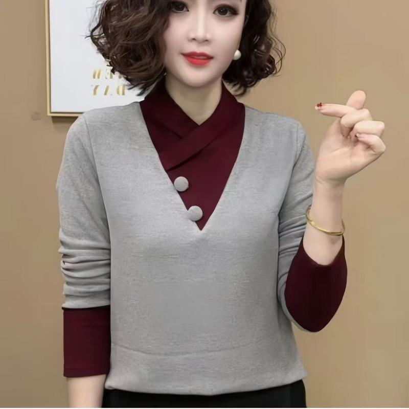 

Осень Зима Ложная Двойка Немецкий Бархат Горячие Стразы Футболка С Длинным Рукавом Теплая Рубашка Половина Водолазки Удобный Топ для Женщин L серый