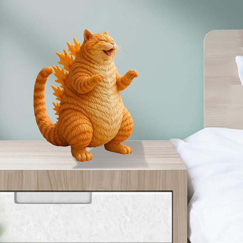 Monster Cat Figurine Cute Cat Roar Figurine Novelty Funny Monster Cat Figurine Home Office Desk Decor Gift For Fans Cat Lovers
