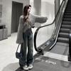 Retro Pleated Design Sense of Wide-leg Jeans Women 2024 Fall New Loose High-waisted Slimming Straight-leg Mopping Pants