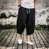 Pantaloncini Harem Estivi alla Moda da Uomo in Cotone e Lino - Larghi, Gamba Larga, Taglia Grande