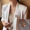Elegant Floral Pearls And Crystal Rhinestones Brooch For Women Alloy Jewelry Accessory For Formal Event