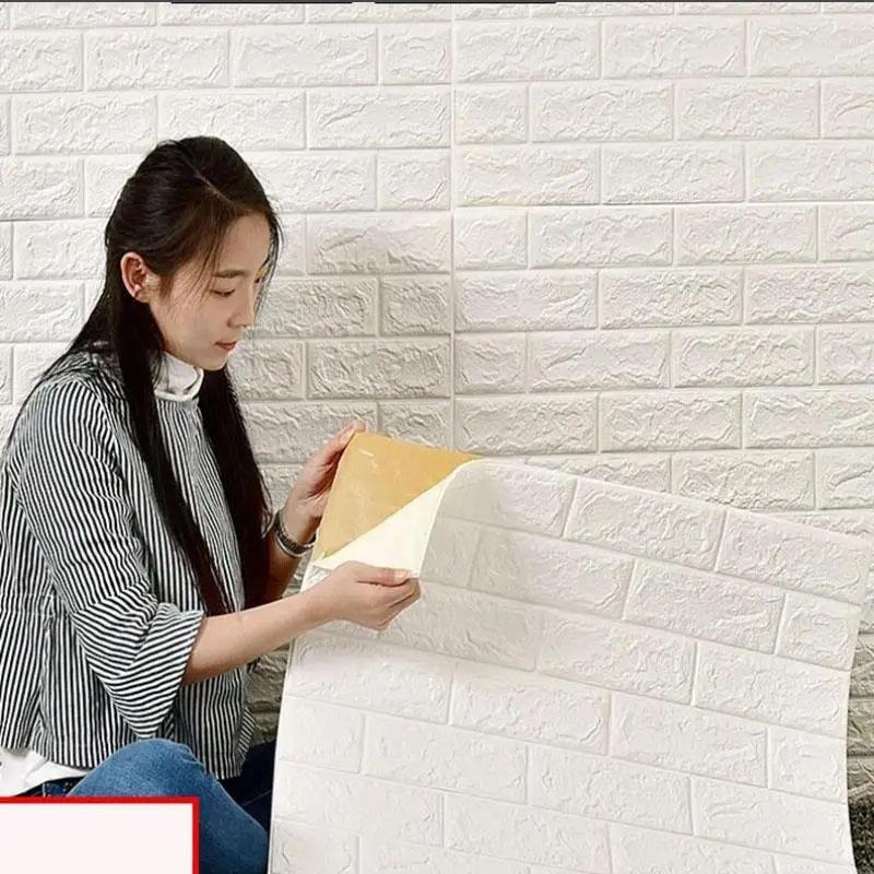 Adhesive Wallpaper Sticker 3D Decoration for Bedroom DIY Waterproof Wall Stickers 70*77cm Brick Pattern Sheet Paper Home Room