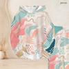 Women Plus Size Two Piece Outfit Long Sleeve Hooded Top Geometric Printed Cuffed Pants