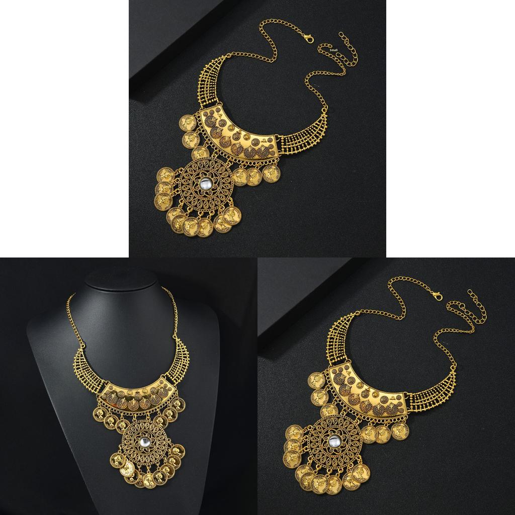 Ethnic Style Coin Pendant Necklace With Tassels For Party Wear Womens Jewelry