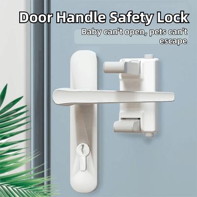 No Drilling Installation Child Safety Door Handle Lock No Tools Needed ABS Toddler Proof Safety Lock Strong Adhesive Backing