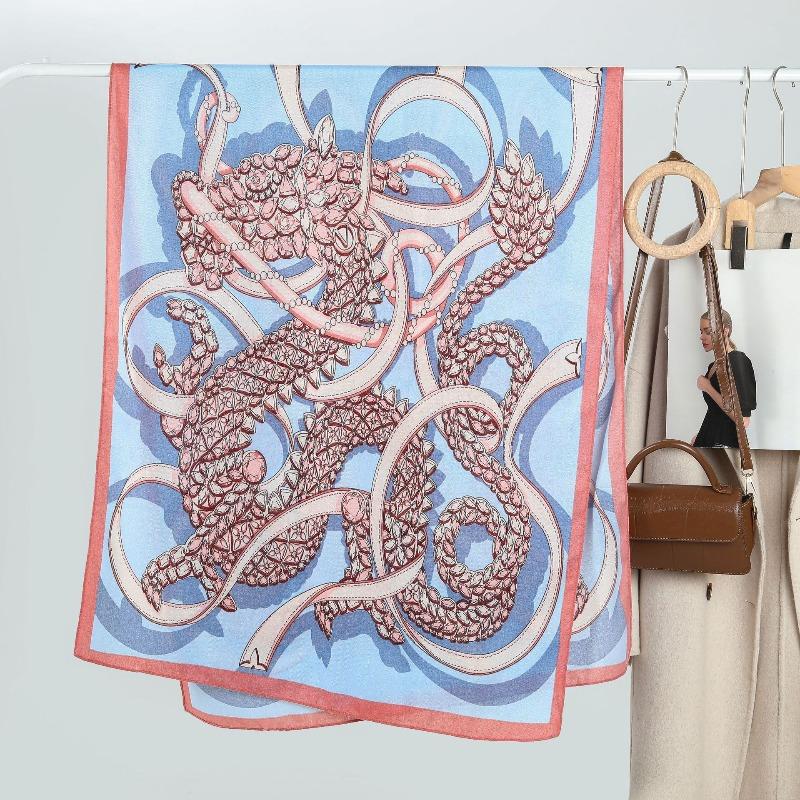 Retro light luxury printed women's scarf scarf scarf silk scarf autumn and winter with thin shawl warm neck scarf