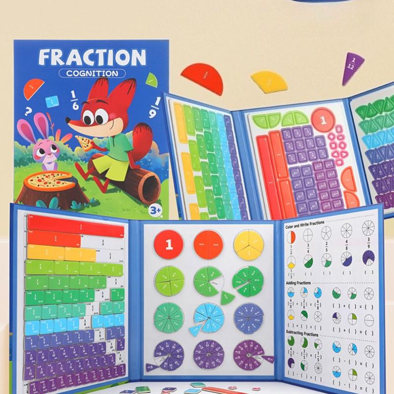 Montessori Fraction Learning Math Toys Magnetic Arithmetic Teaching Aids Educational Book Toy For Children Christmas Gifts