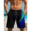 Short de plage à séchage rapide pour homme avec imprimé surf géométrique vif - Ceinture élastique