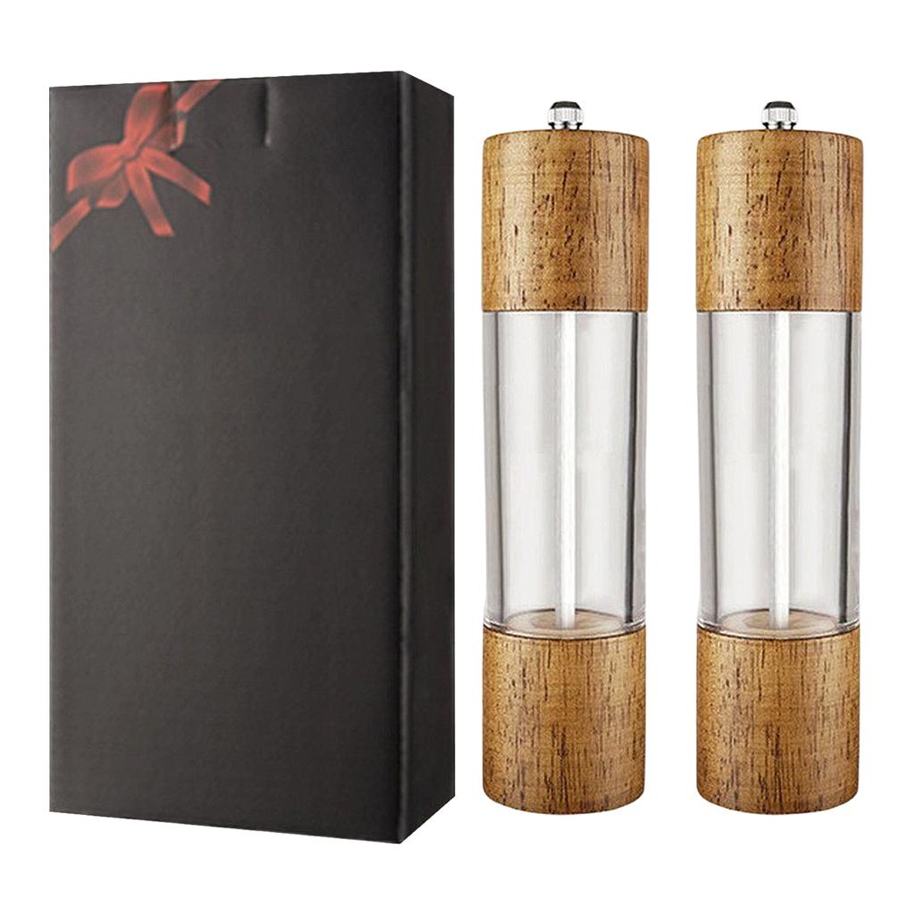 Manual Acrylic and Wood Grinder for Peppercorn Sea Salt and Spice Seasoning Bottle with Hand Crank Design for Kitchen Use