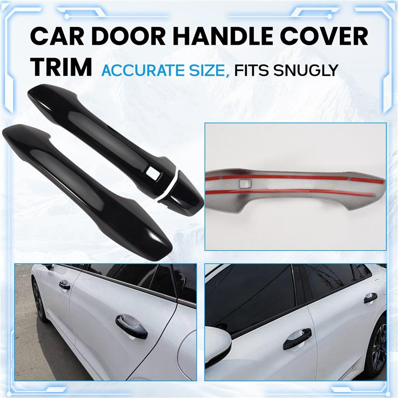 Bright Black Exterior Door Handle Cover Trim For Kia K5 Optima 2020 2025 2025 With Smart Keyhole-A99D