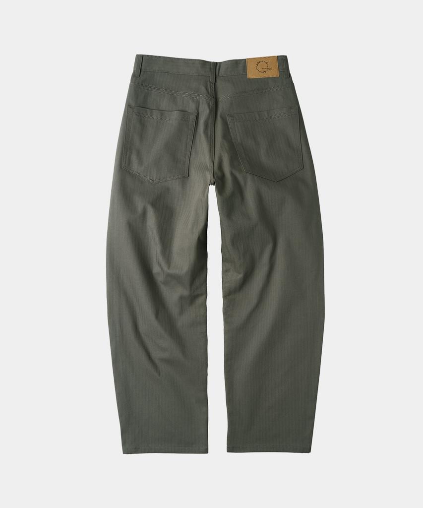 Jou Semi-Curved Herringbone Twill Pants (Khaki)