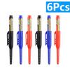 NEW Long Head Nib Deep Hole Markers Pen 20mm/45mm Waterproof White Tile Carpenter Pen for Woodworking Black/Blue/Red Ink