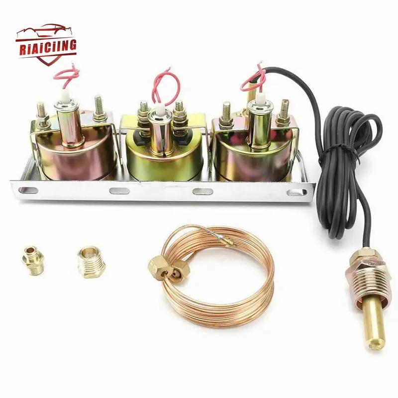 2'' 52mm Auto Car Oil Pressure Water Temp Amp Meter Gauge With Sensor Triple Gauge Set Mechanical Chrome Panel Black Face