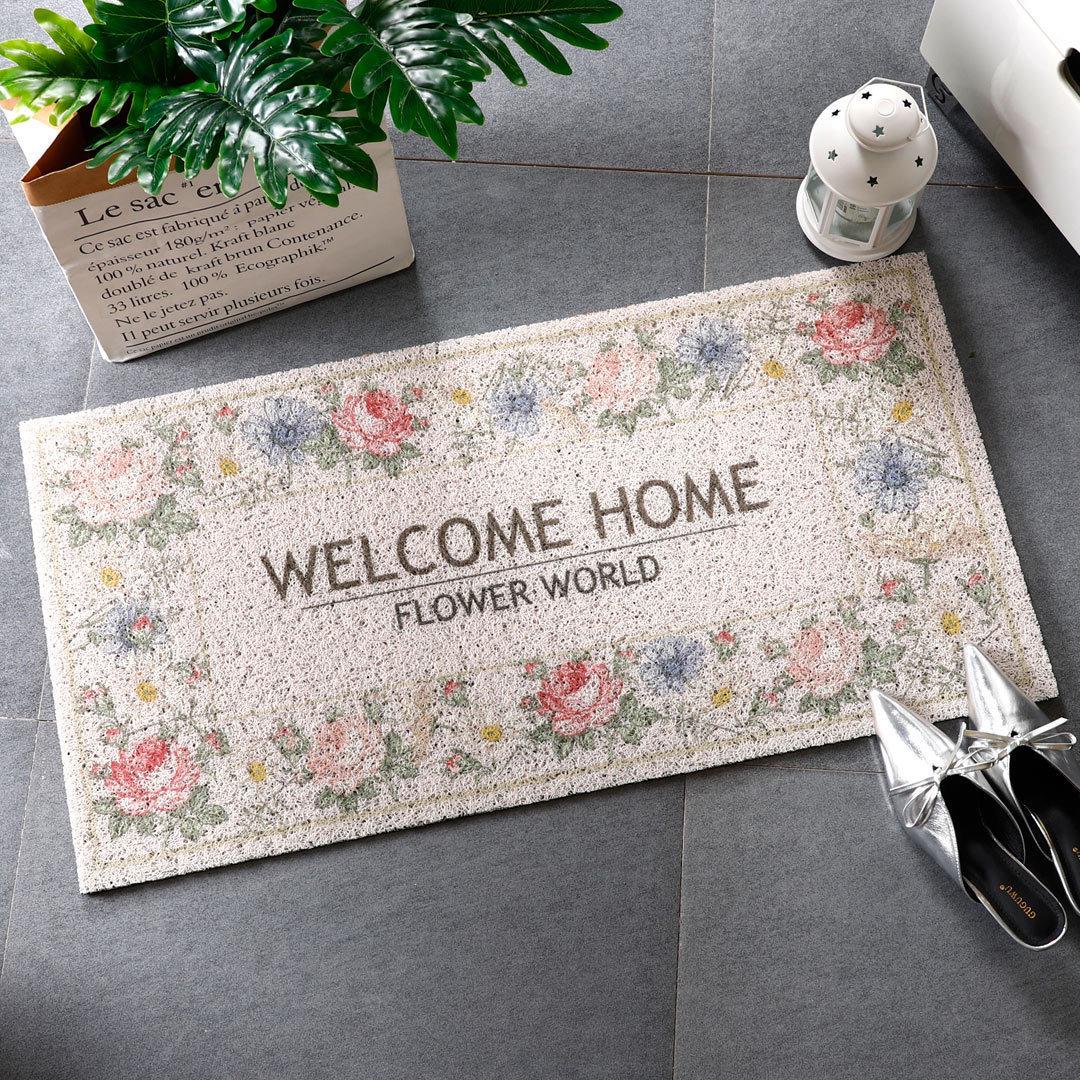Half-Round Anti-Slip Cross-Border Flower Doormat 40*60cm Coiled