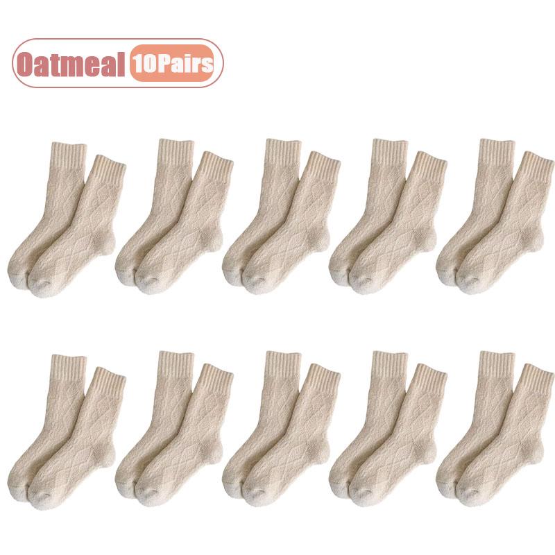 1-10Pairs Winter Plush Socks Women Thick Mid Calf Heating Thermal Long Socks Fall Cold Weather Maternity Postpartum Warm Sock