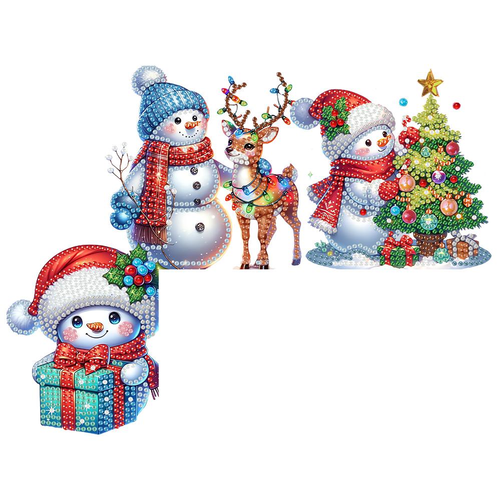 DIY Xmas Diamond Painting Door Frame Hanging Decor Partial Drill Decorative Wooden Door Pendant Diamond Arts Set for Home Office