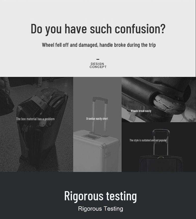 Aluminum Frame Leather Suitcase 20"/28" with Universal Wheels for Men, Women, Students