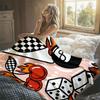 Retro Poker Dice Graffiti Flannel Blanket Warm Soft Halloween Christmas Decorative Couch Warm Cozy All-Season Gift