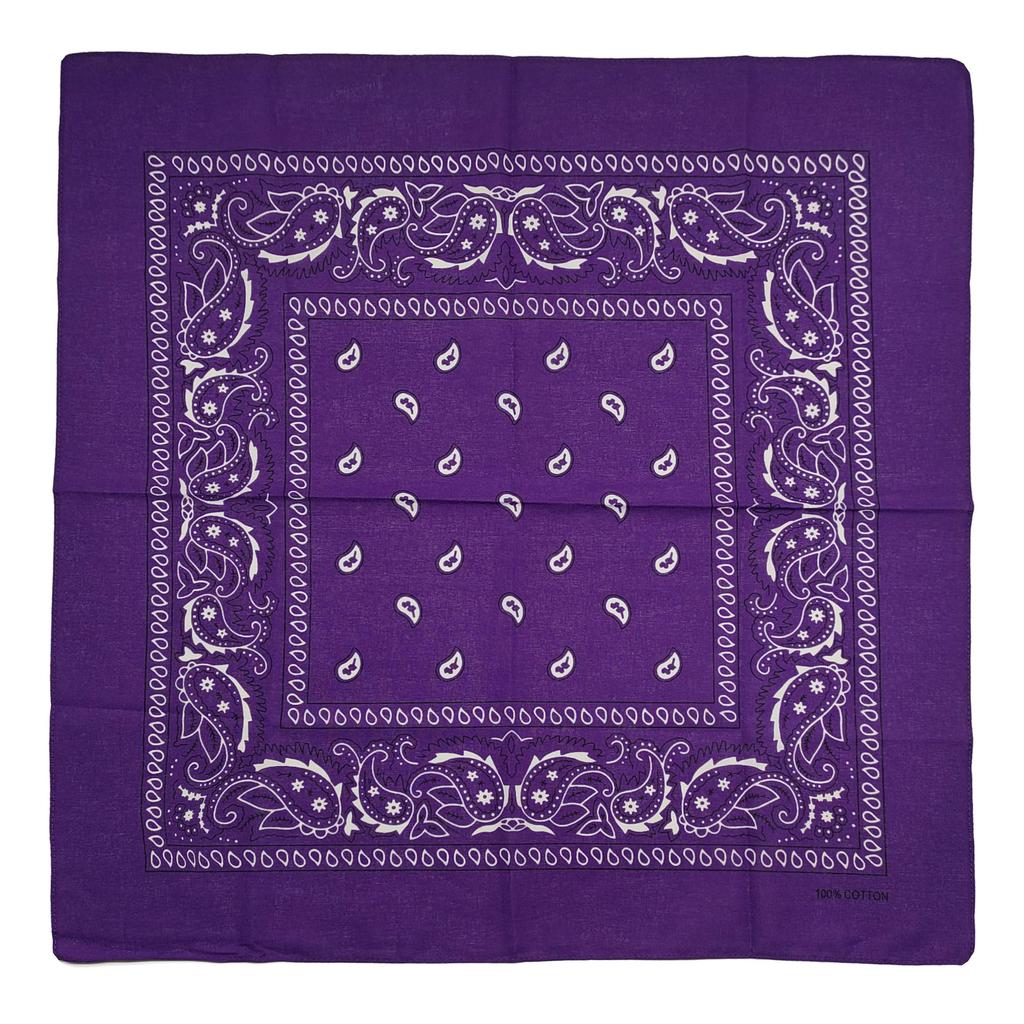 Trifong Bandana Purple Paisley Cotton 100% Large 55cm x 55cm