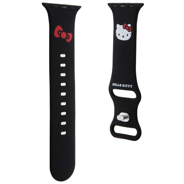 Hello Kitty HKAWMSCHBLK Apple Watch Strap 38/40/41mm Black/black Strap Silicone Kitty Head
