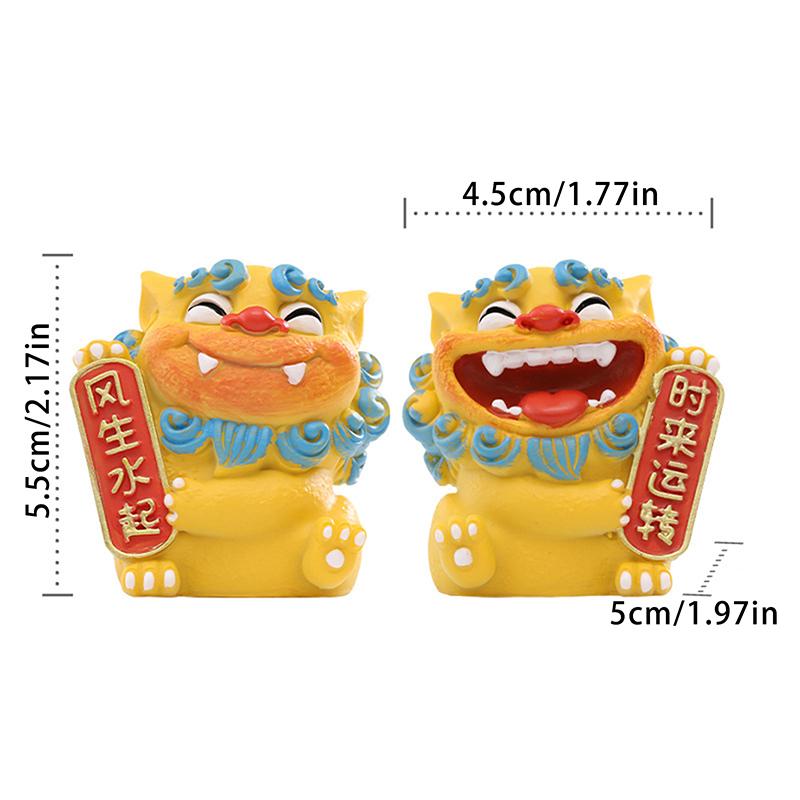 2Pcs Mascot Ornament Chinese Style Lucky Dancing Lion Model Decoration Holiday Gifts Office Decorations