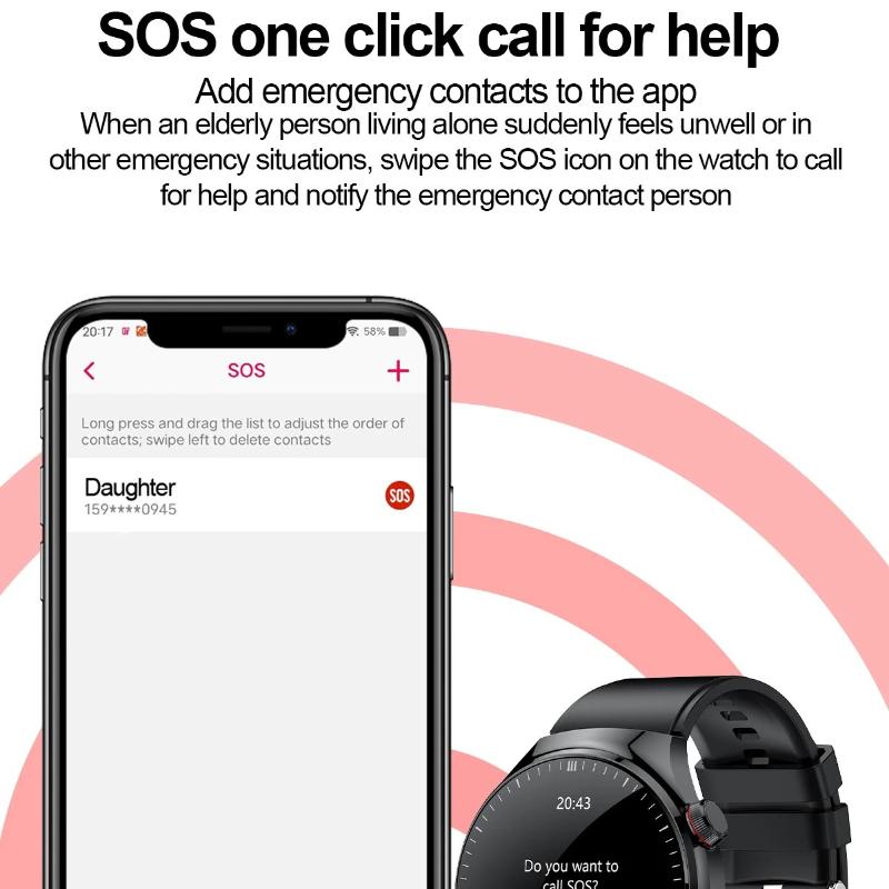 2026 Nuovo Preciso Lipidi Sanguigni Schermo AMOLED da 1,43" Smartwatch per la Salute ECG Acido Urico Pressione Sanguigna Chiamata Bluetooth Smartwatch Compatibile Android/iOS