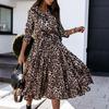 Herbst Winter Langarm V-Ausschnitt Mode Print Langes Kleid Bequem Leicht Hohe Wiedererkennung Elegant Schlankmachend Schmeichelhafte Passform